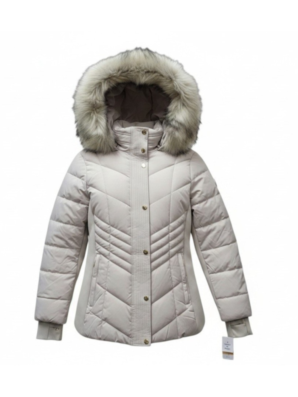 Michael Kors Women's Full-Zip Long-Sleeves Faux Fur Trim Hoodie Coats Small NWT